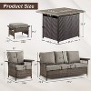 Belord 6-Piece Patio Furniture Set with 50,000 BTU Fire Pit Table, Outdoor Couch, Chairs, and Ottomans for Backyard or Deck - 2 of 4