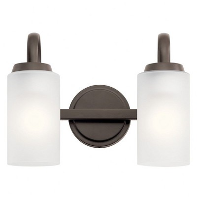 Kennewick Olde Bronze 2-Light Vanity Sconce with Satin Etched Glass