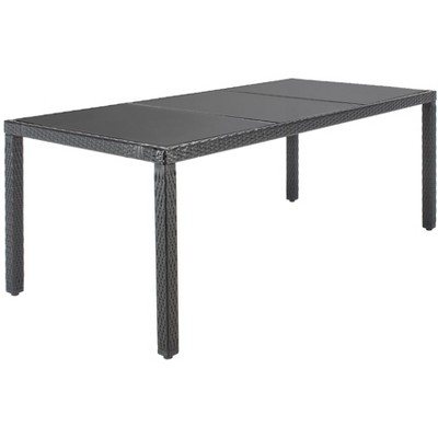 Hailee 8-Person Black Wicker Outdoor Dining Set with Glass Top