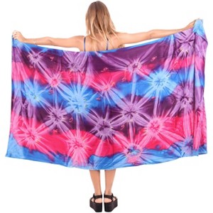 LA LEELA Women's Bikini Beach Wrap Cover up Swimwear Bathing suit Summer Wraps Swimsuit Sarong Skirts for Women One Size Purple, Tie Dye Design - 1 of 4