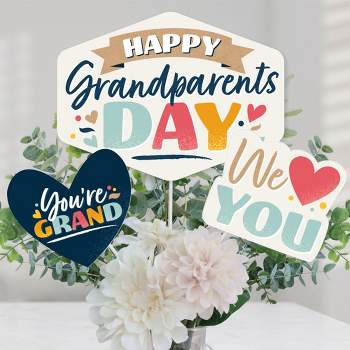 Big Dot of Happiness Happy Grandparents Day - Grandma & Grandpa Party Centerpiece Sticks - Table Toppers - Set of 15