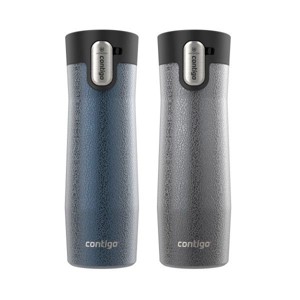 Contigo AUTOSEAL West Loop Vacuum-Insulated Stainless Steel Travel Mug with Easy-Clean Lid, 20 oz, Crystal Blueberry & Crystal Sake, 2-Pack - 1 of 4