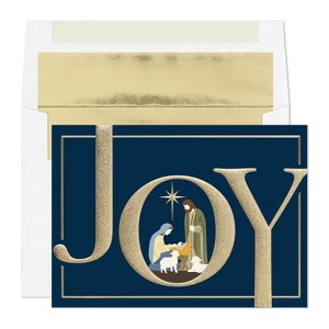 Masterpiece Studios Holiday Collection Premium 15-Count Boxed Embossed Christmas Cards with Foil-Lined Envelopes, 7.8" x 5.6", Nativity Joy (980100) - 1 of 1