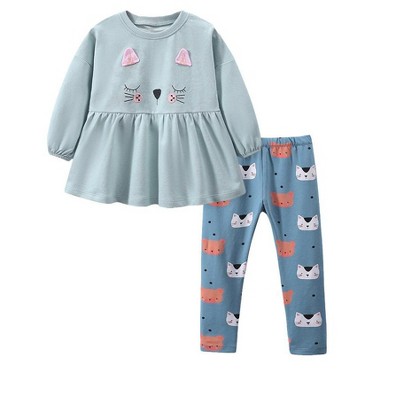 MyKids-USA Baby Girl Cat Pattern Design Pullover With Long Leggings Sets