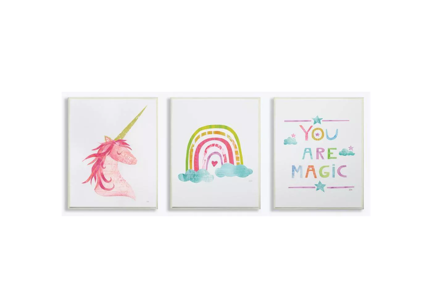 3pc 10"x0.5"x15" You Are Magic Rainbow and Unicorn Wall Plaque Art Se - Stupell Industries - image 1 of 4