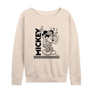Women's - Disney - Mickey & Friends Lightweight French Terry Wide Neck Long Sleeve Shirt - 1 of 4