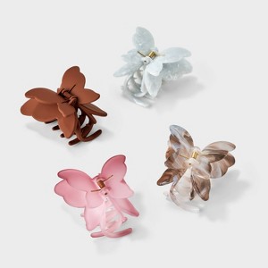 Butterfly Claw Hair Clip Set 4pc - Wild Fable™ Brown/Pink/Silver - 1 of 3