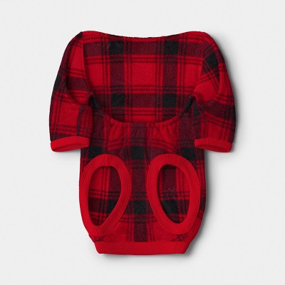 Plaid Brushed Fleece Pet Pajamas - Wondershop™ Red/Black