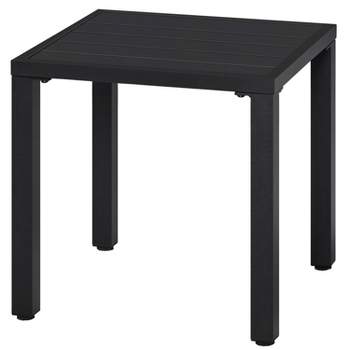 Yaheetech Outdoor Small Metal Square Side Table, Black