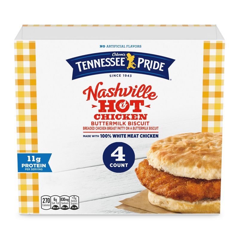 Tennessee Pride Nashville Hot Chicken &#38; Buttermilk Biscuit Frozen Breakfast Sandwich - 14oz/4ct, 1 of 6