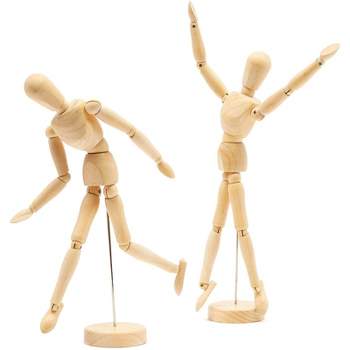 Bright Creations 2 Pack Wooden Mannequin Doll, Posable Drawing Figure Models with Stand (12 In)