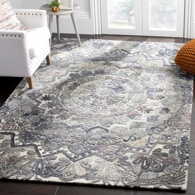 Grey and Multicolor Hand-Tufted Wool Area Rug, 4' x 6'