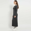 Cherie Code Women’s Grey Ribbed Knit Maxi Dress – Long‑Sleeve Collared Slim Fit Sweater Dress - 2 of 4