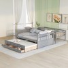 Twin Over Full Bunk Bed with Trundle and Storage Drawers, Convertible Wooden Bunk Bed with Safety Rail & Ladder, White/Gray/Espresso -ModernLuxe - 2 of 4