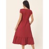 Seta T Women's Casual Round Neck Ruffle Hem Short Cap Sleeve Knit Tiered Midi Dress with Pockets - 4 of 4