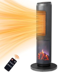 SEVOBAL Indoor Heaters 25" Tower Space Heater with 3D Flame Oscillation Adjustable Thermostat for Bedroom Living Room - 1 of 4
