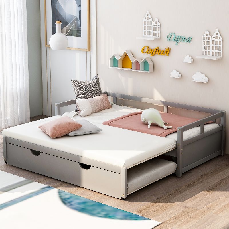Twin to King Extending Wooden Daybed with Trundle-ModernLuxe, 1 of 10