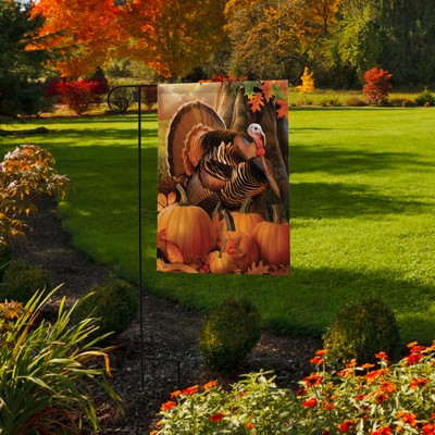 Harvest Turkey and Pumpkins Fall Garden Flag