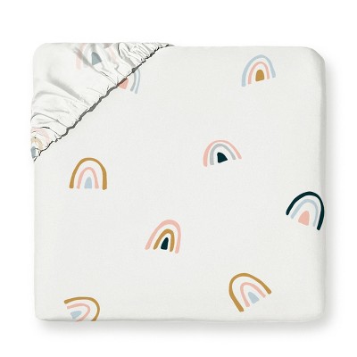 Makemake Organics GOTS Certified Organic Cotton Kids Fitted Sheet - Rainbow