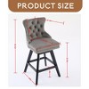Leovsnove Velvet Swivel Bar Stool Set of 2,Counter Height Upholstered Rotating Barstools with Wood Legs,Footrest,Chrome Nailhead - 4 of 4