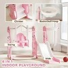 4 in 1 Toddler Slide and Swing Set with Climber, Basketball Hoop, Rabbit Themed Kids Playset for Ages 1.5-4, Pink - 4 of 4