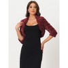 INSPIRE CHIC Women's Open Front 3/4 Sleeve Faux Fur Cropped Jacket - 2 of 4