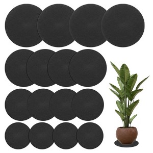 Unique Bargains Multipurpose Durable Lightweight Reusable Plant Coasters 4/6/8/10 Inch Black 16 Pcs - 1 of 4