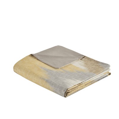 Yellow and Taupe Ikat Cotton King/Cal King Duvet Cover Set