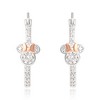Disney Minnie Mouse 18KT Pink Gold Plated Cubic Zirconia Hoop Earrings, Two Tone - 3 of 4