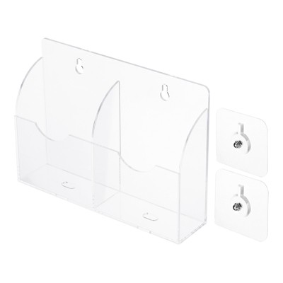 Unique Bargains 2 Slot Acrylic Wall Mount Home Office Remote Control Holder