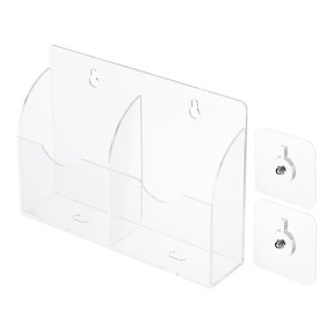 Unique Bargains 2 Slot Acrylic Wall Mount Home Office Remote Control Holder - 1 of 3