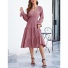Coolmee Women's Bohemian Dress Casual Long Sleeve V Neck Dress Floral Flowy Maxi Dresses Tiered Cocktail Dress - 3 of 4