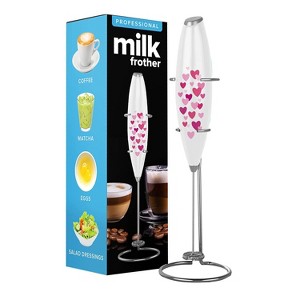 PowerLix Milk Frother Handheld Battery Operated Electric Whisk Foam Maker For Coffee With Stainless Steel Stand Included - 1 of 3