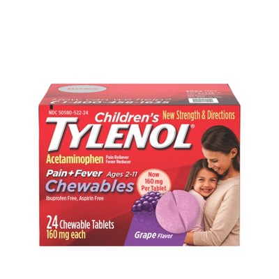 Children's Tylenol Pain + Fever Relief Chewables - Acetaminophen - Grape - 24ct