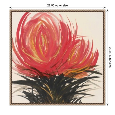 Clover Blossom II Red Floral Canvas Print with Bronze Frame