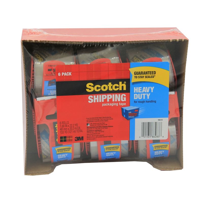 Scotch Heavy Duty Shipping Packaging Tape with Dispenser, 2" x 800", 6 Rolls, 3 of 5