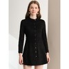 Allegra K Women's Long Sleeve Casual Faux Suede Belted Elegant Button Down Mini Dress - 3 of 4