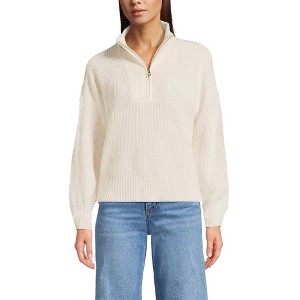 Lands' End Women's Drifter Shaker Wedge Quarter Zip Sweater - 1 of 3