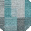 Teal Blue Aqua And Gray Striped Washable Indoor Outdoor Area Rug - 4 of 4