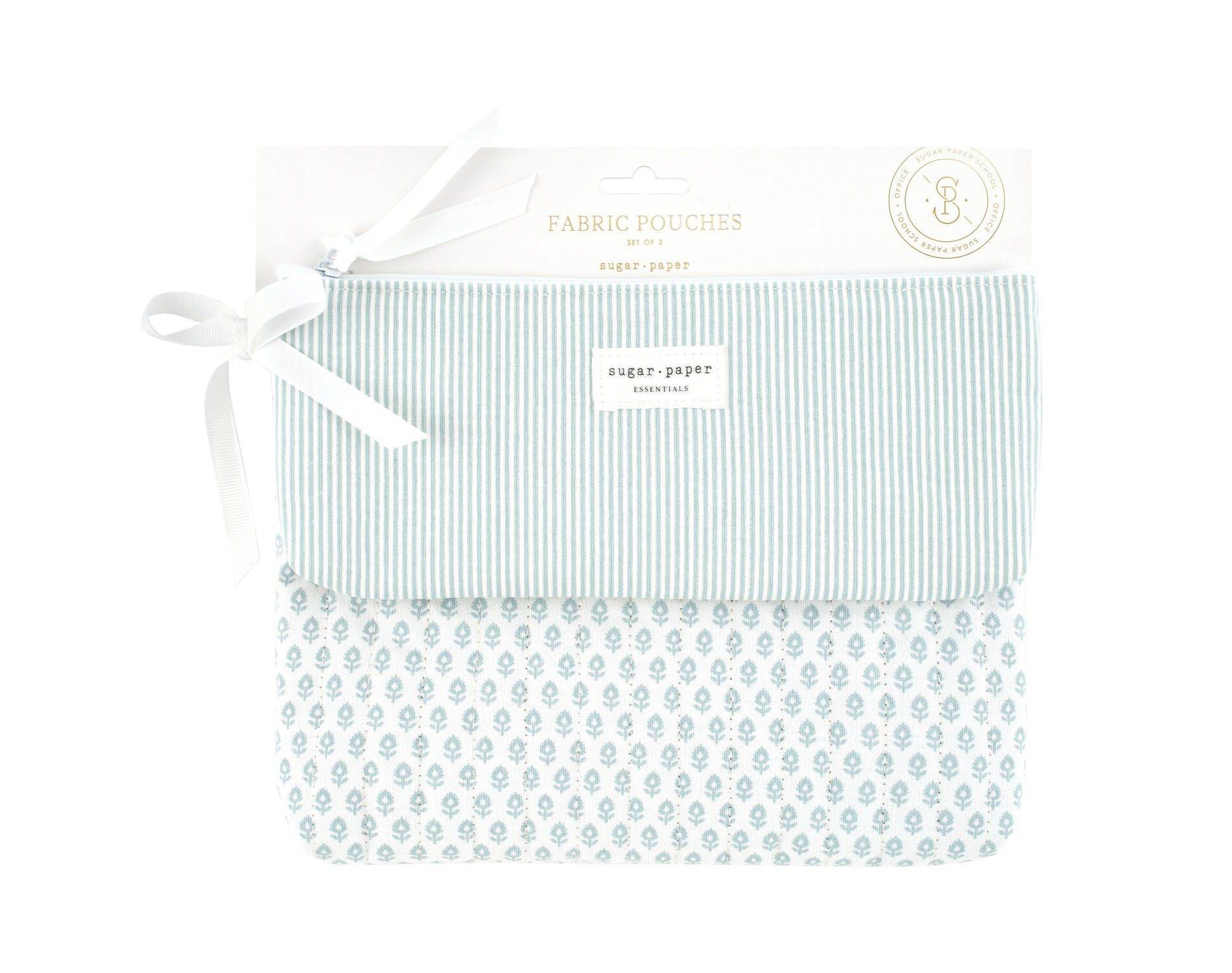 Sugar Paper Essentials 2pk Fabric Pouch Blue Floral/Blue Stripe