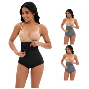 INSPIRE CHIC 3 Packs Women's Front Hook Closure Shapewear Tummy Control Briefs High Waist Butt Lifter Panties - 1 of 4