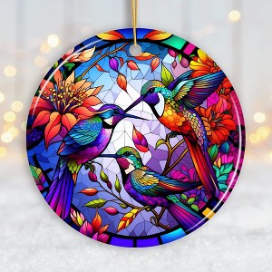 Natural Beauty and Elegance Hummingbird Ceramic Ornament, Stained Glass Theme Artistic Nature| OrnamentallyYou - 1 of 4