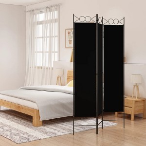 vidaXL 3-Panel Room Divider - Black 47.2"x78.7" Fabric - Versatile Decorative Screen for Indoor Privacy, Sunlight Blocker, Easy to Install and Store - 1 of 4