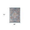 Ivory Gray and Orange Medallion Power Loom Area Rug - 3 of 4