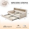 AMERLIFE Twin Daybed with Trundle, Upholstered Bed with Storage Headboard, LED & Charging Station, Velvet Corner Frame for Bedroom/Guest Room - 2 of 4
