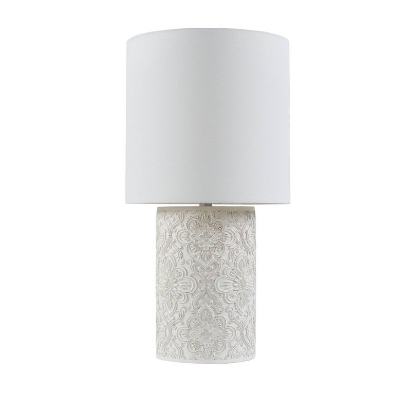 Ashbourne Embossed Floral Resin Table Lamp (Includes LED Light Bulb) Ivory - Hampton Hill, 3 of 10