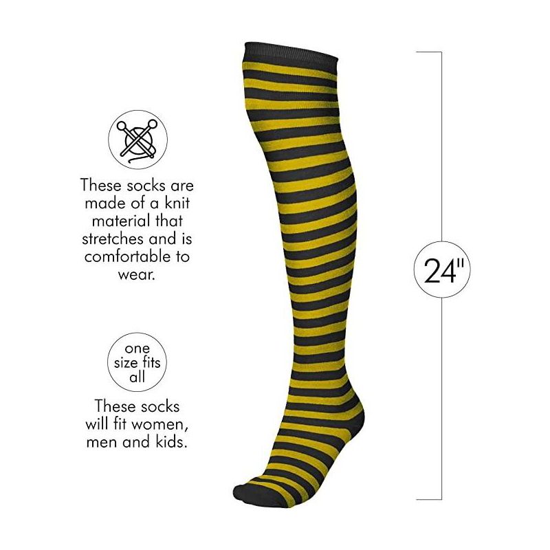 Skeleteen Womens Bumblebee Striped Knee Socks Costume Accessory - Black and Yellow, 6 of 8