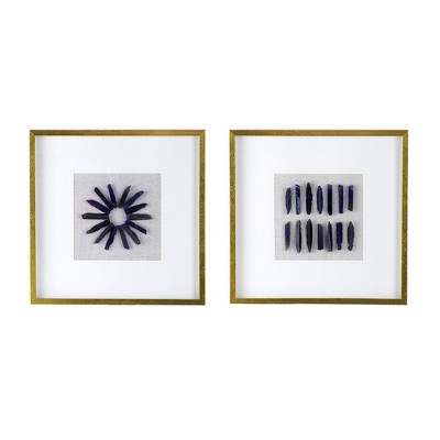 Fisfet 23.5¡° x 23.5" Grace Purple Agate Shadow Boxes Wall Art, Set of 2