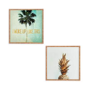 (Set of 2) 12" x 12" The Gold Pineapple Framed Decorative Wall Art Blue - Deny Designs