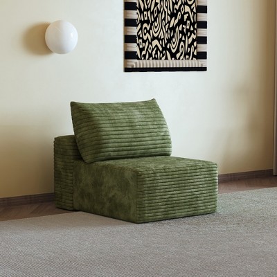 Whisen Convertible Sleeper Sofa Bed, Plush Corduroy Fabric, Back Support with Pillow